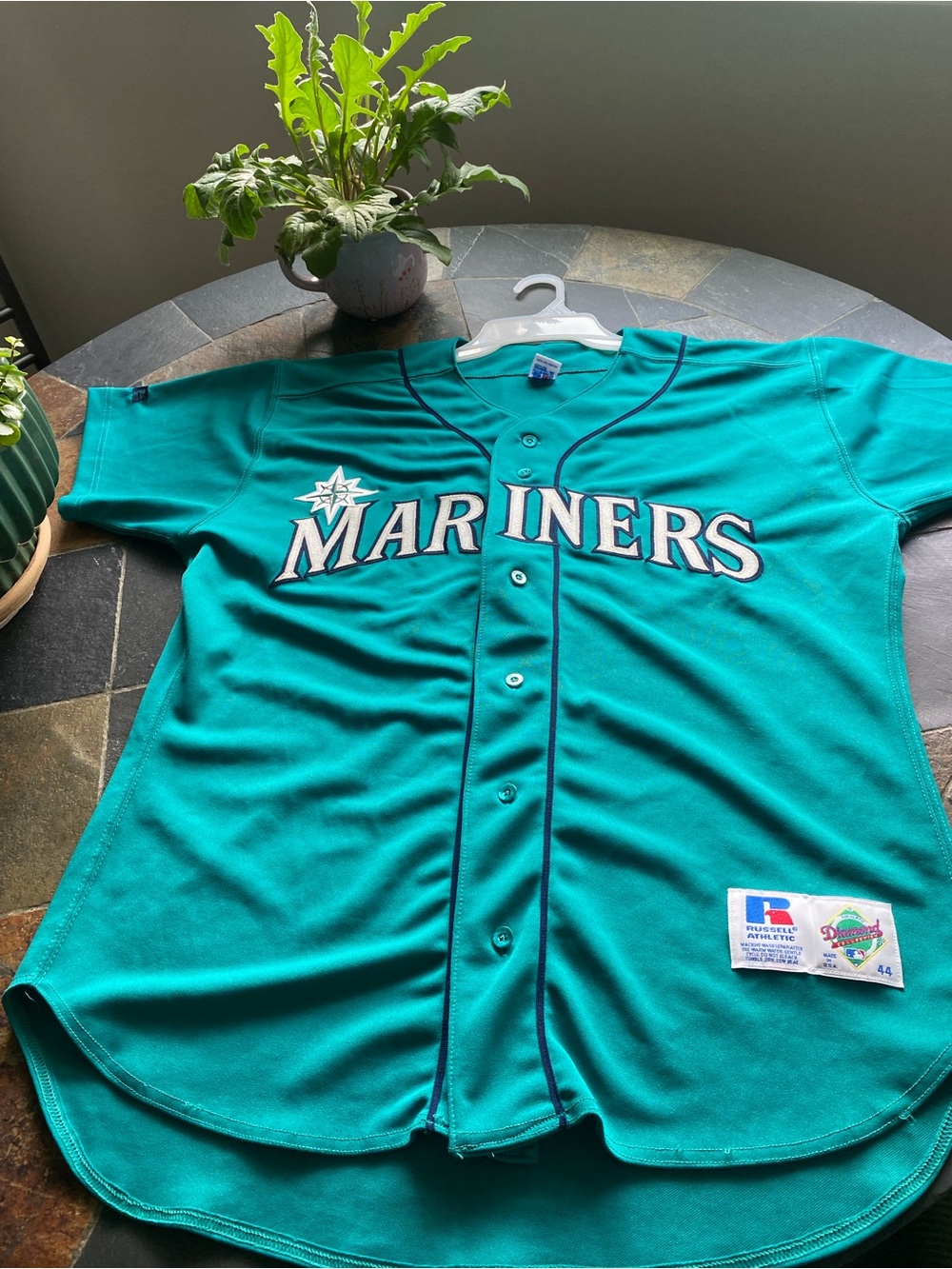 Russell Athletic Teal Mariners Button-Up Jersey